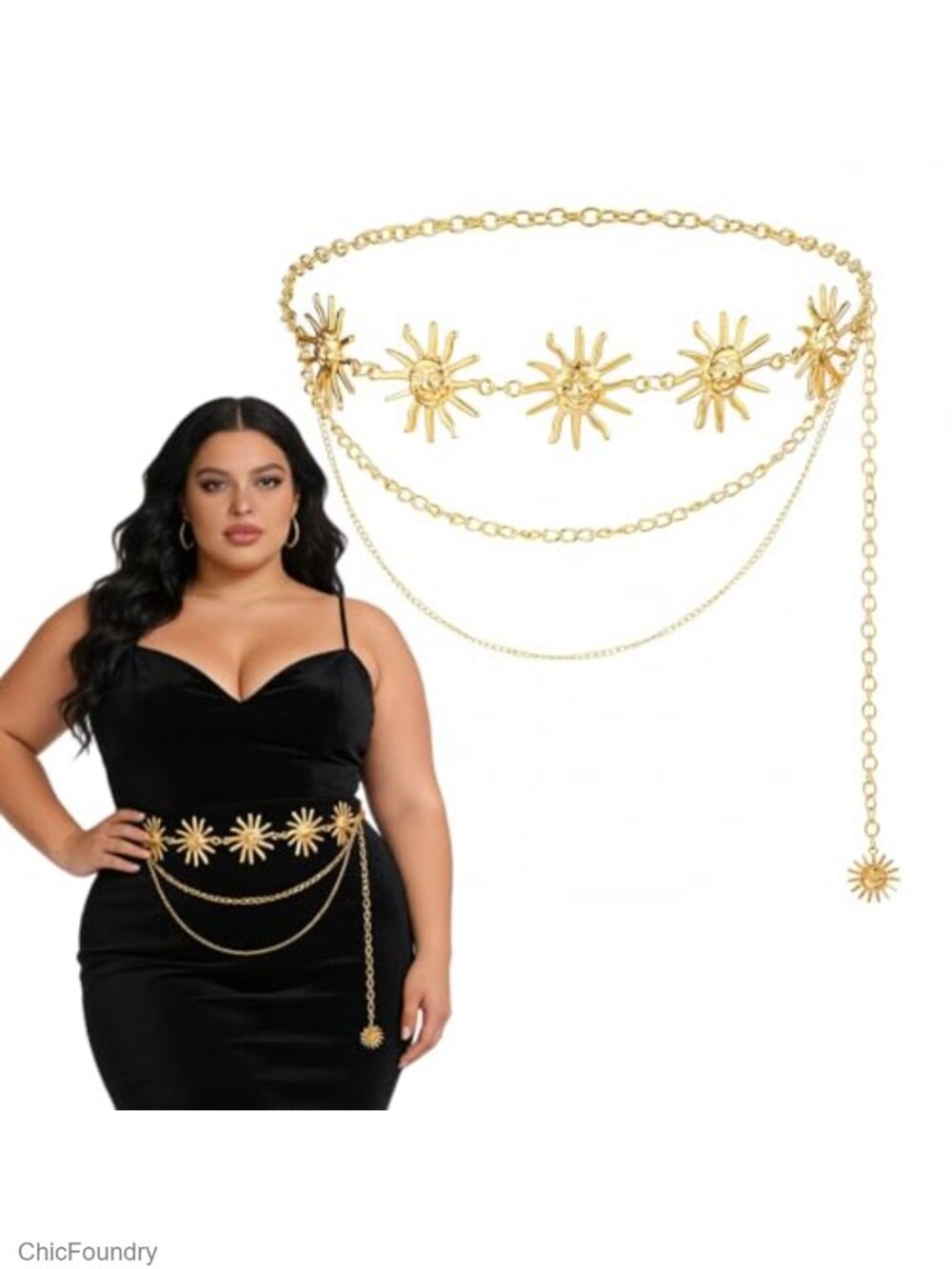 Multi Layer Gold Chain Belt for Dresses Plus Size Adjustable Waist Chain
